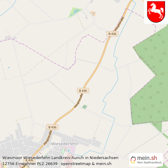 Wiesmoor Wiesederfehn Landkreis Aurich Lageplan © Openstreetmap Contributors Wiesmoor Wiesederfehn Lageplan